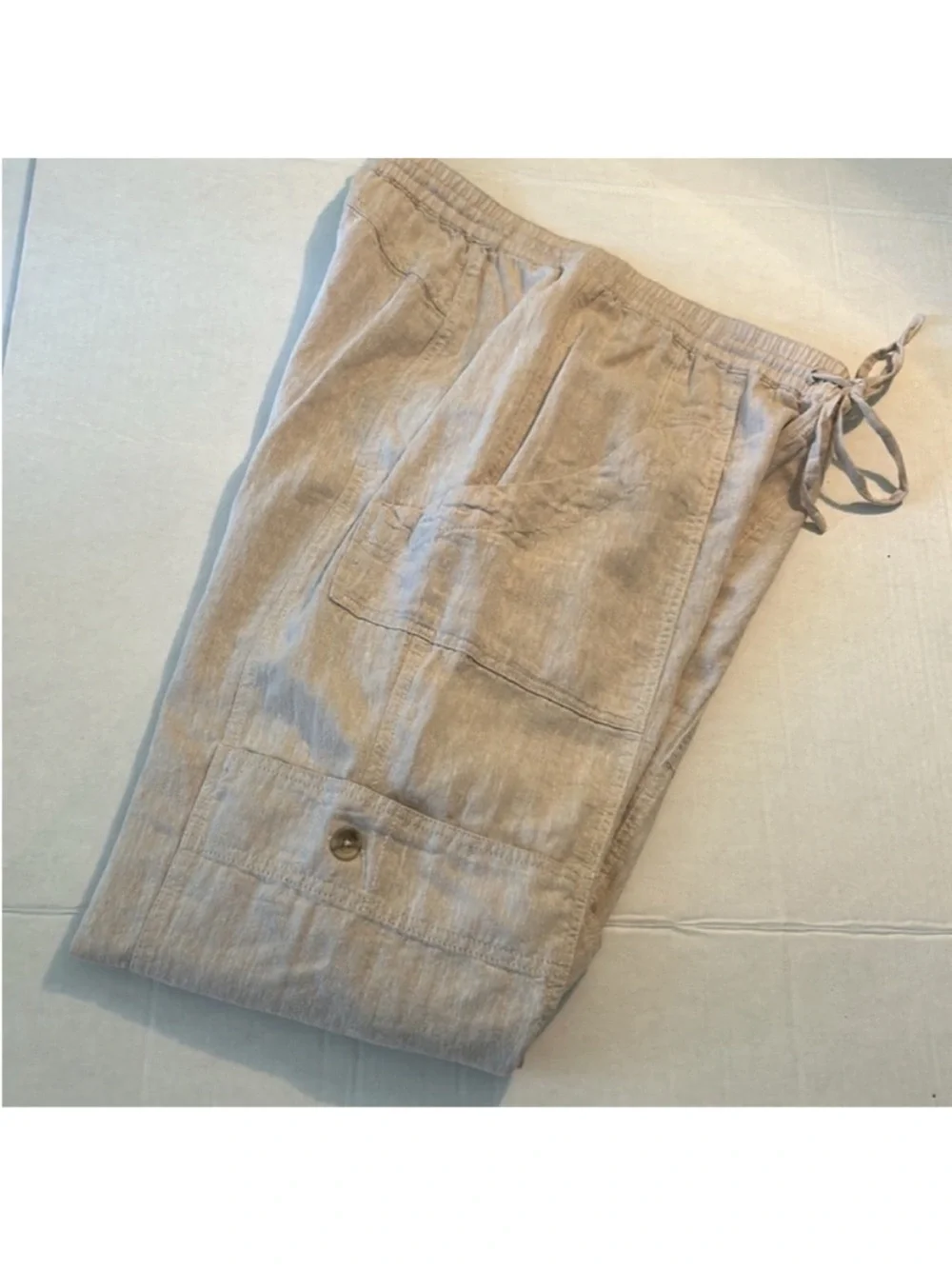 Free People Small Pants Feelin' Good Linen Blend Utility Pockets in Natural NWT